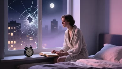 Künstlerische Darstellung zu Schlaflos die ganze Nacht – was tun?, die das Gefühl nächtlicher Unruhe und innerer Rastlosigkeit in weichen Pastelltönen und sanftem Licht einfängt.